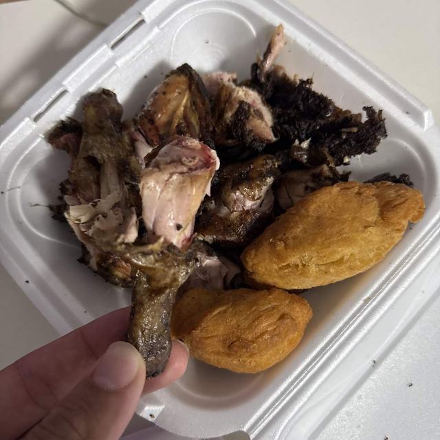 Jerk chicken and fritters